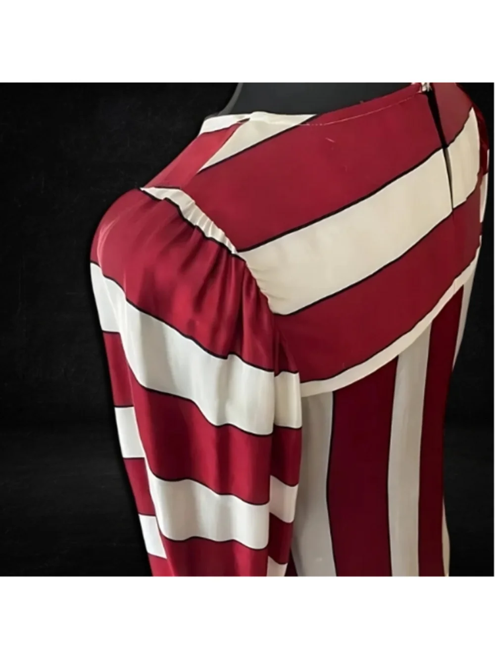 Anthropologie Maeve Maria Red & White Striped Satin Blouse Size 0
